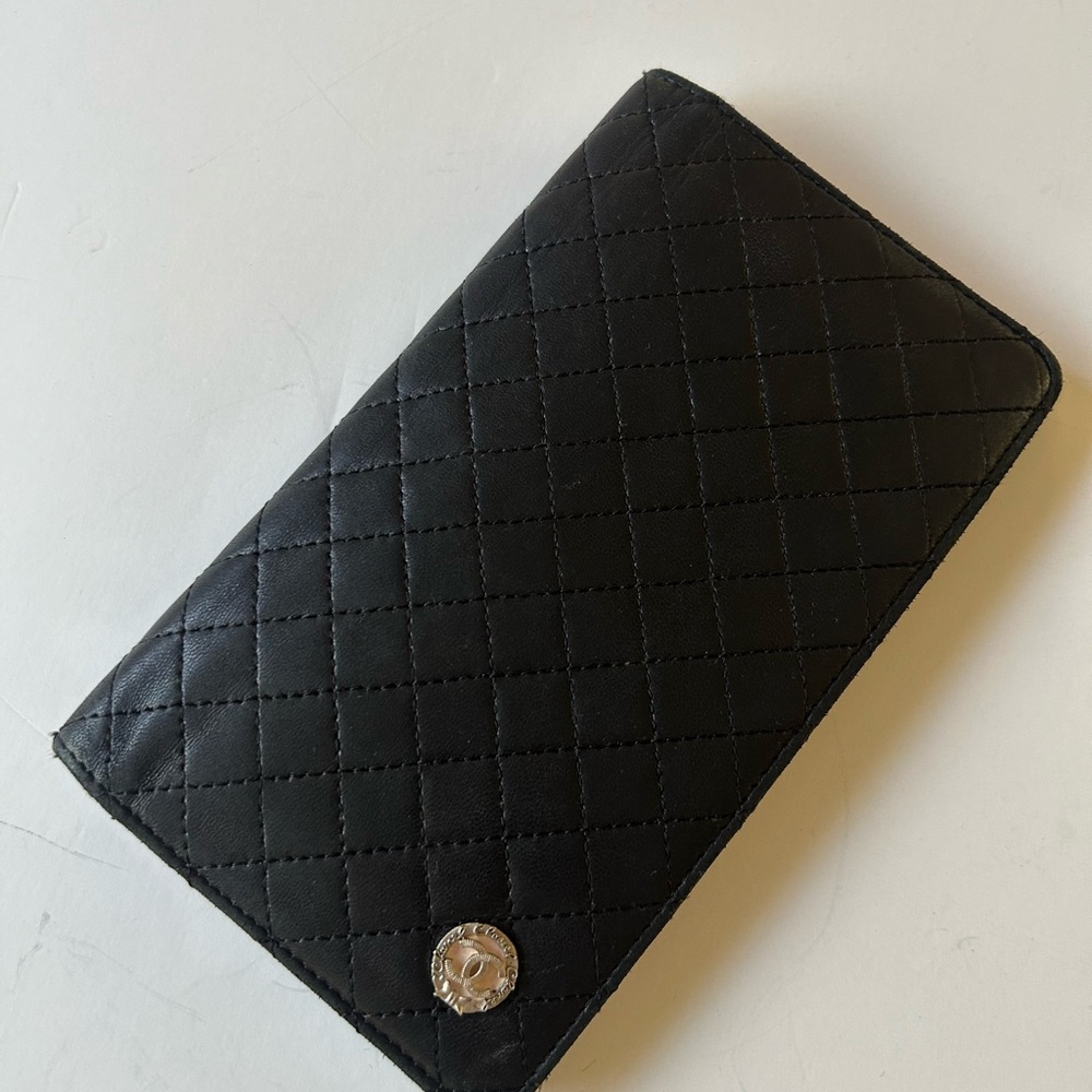 Chanel Quilted Black Leather Wallet